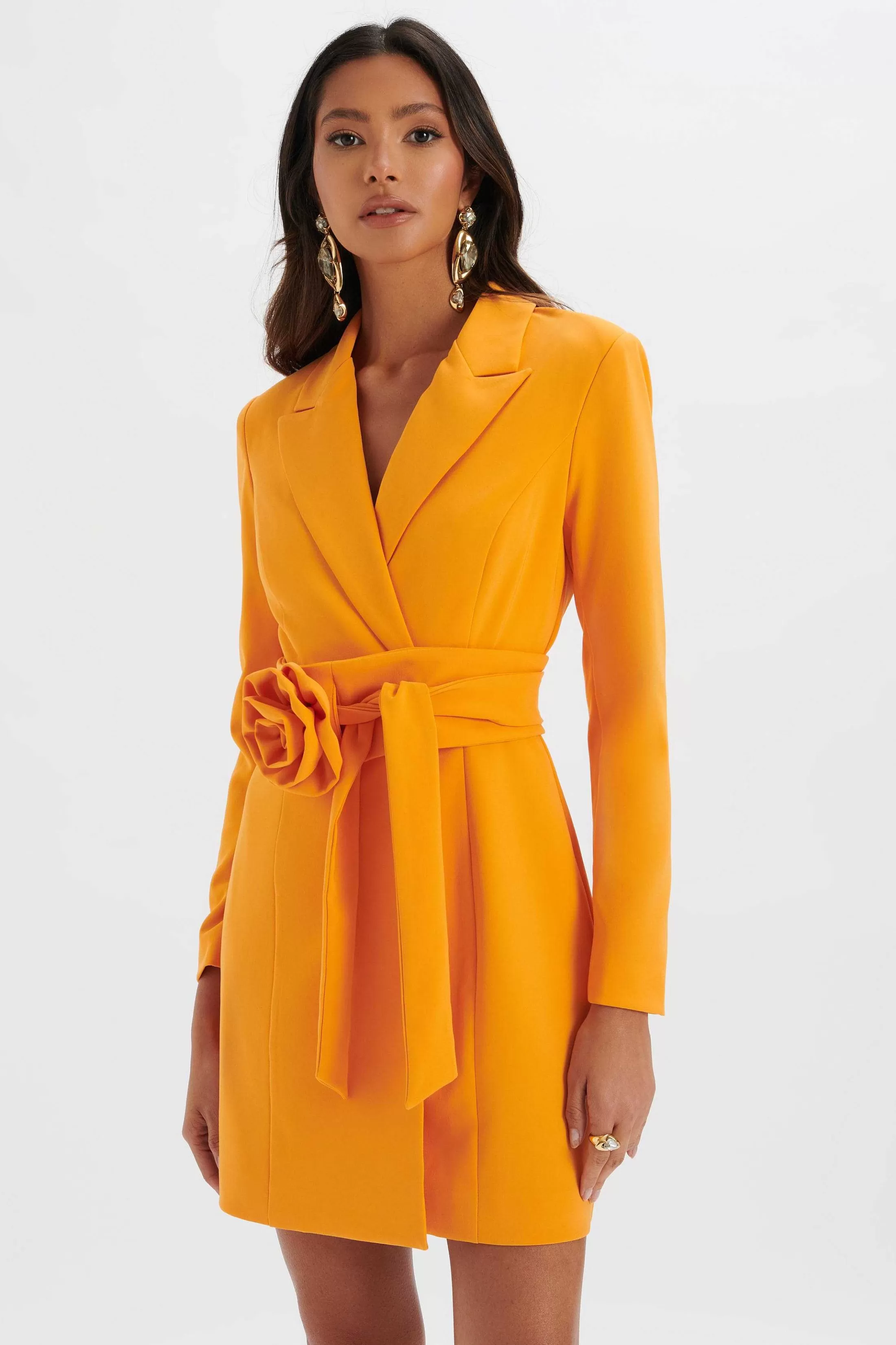 Lavish Alice Dresses<Adya Rosette Belted Blazer Mini Dress In Orange