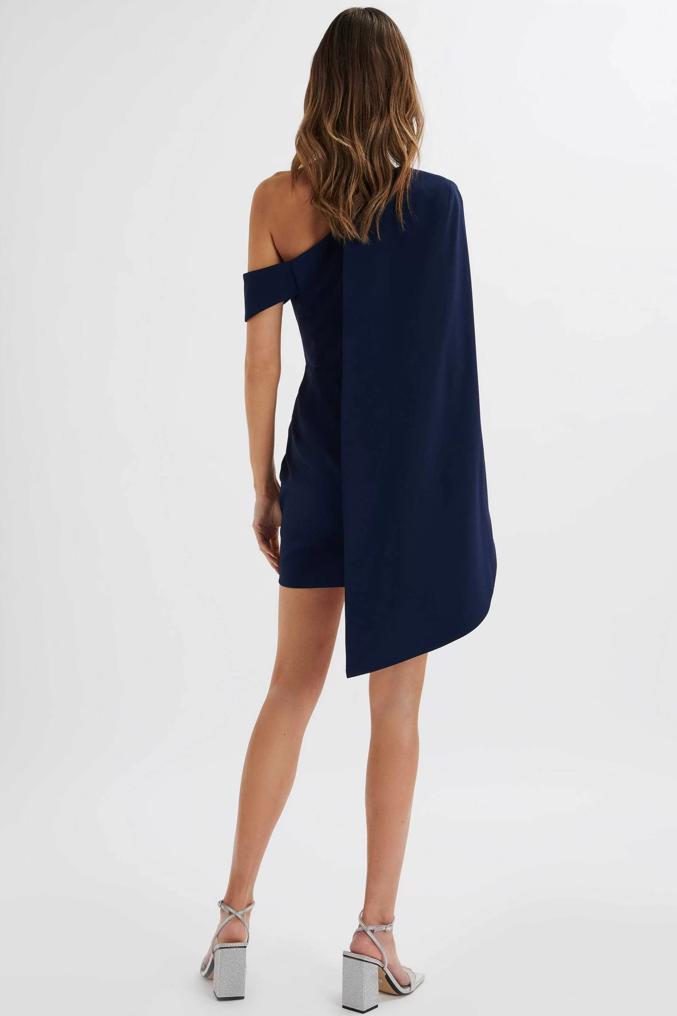 Lavish Alice Dresses<Aiza Asymmetric Cape Mini Dress In Navy