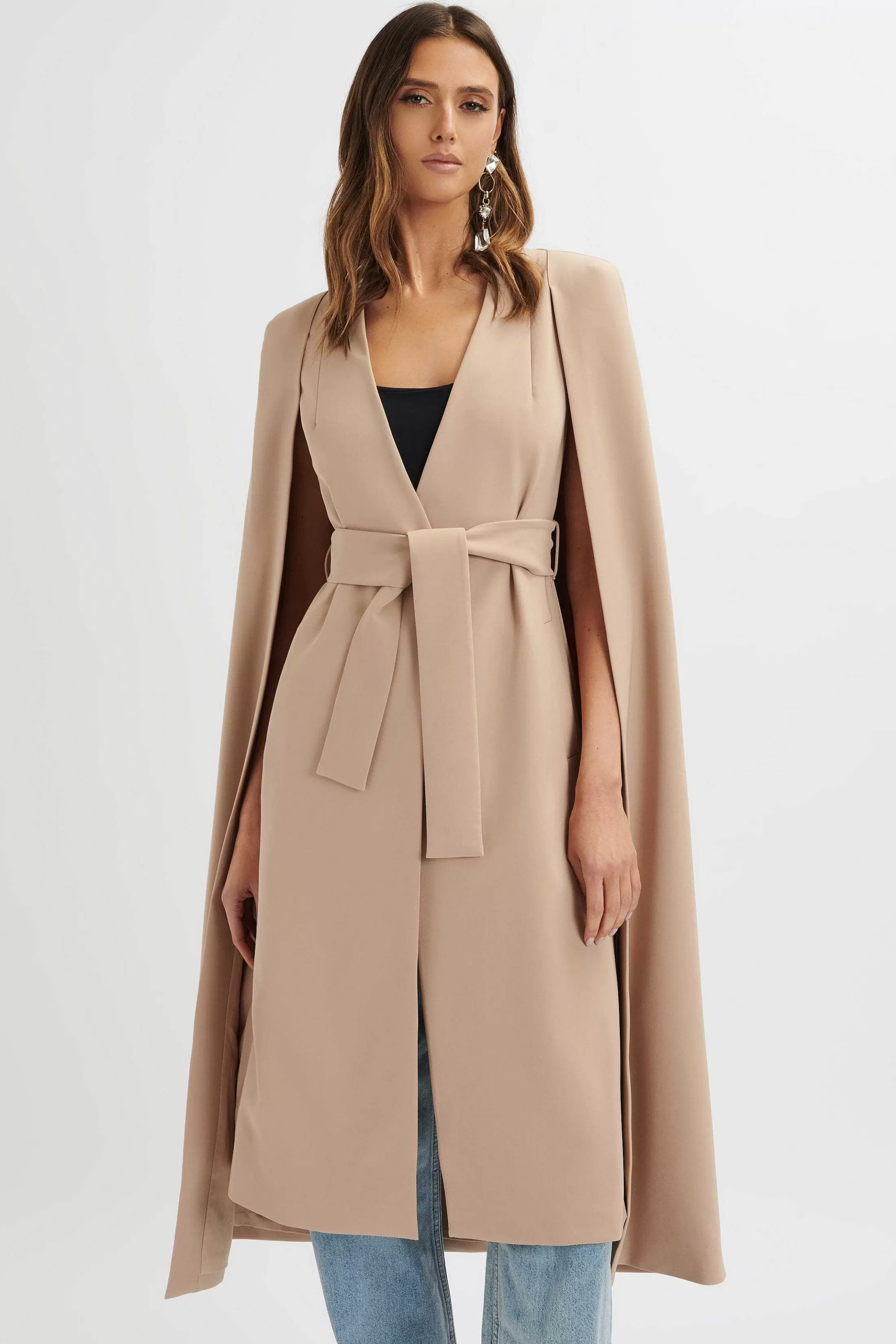 Lavish Alice Suiting<Alexia Longline Belted Cape Blazer In Camel