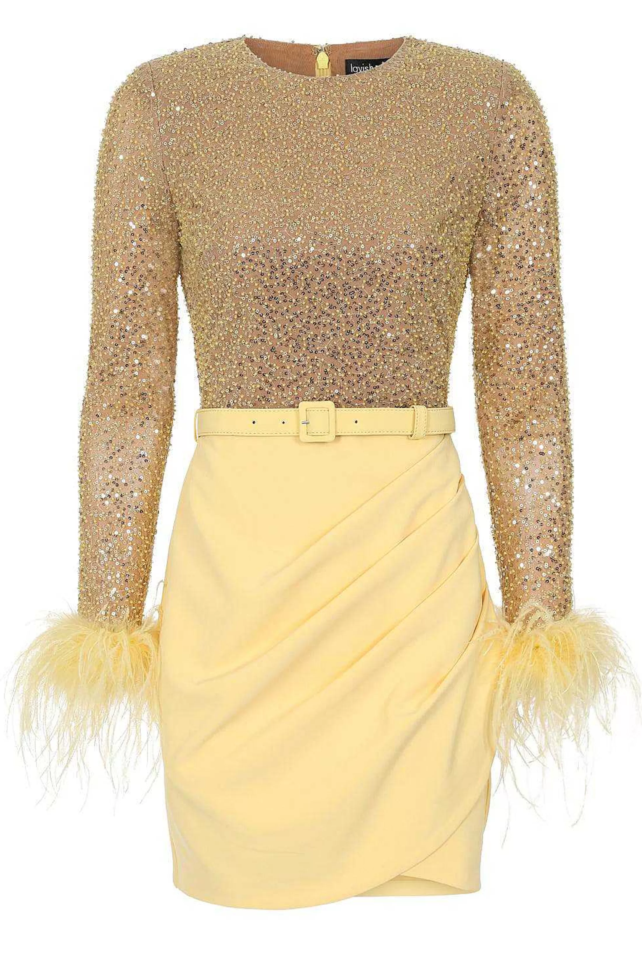 Lavish Alice Dresses<Annie Beaded Sequin Mini Dress In Yellow