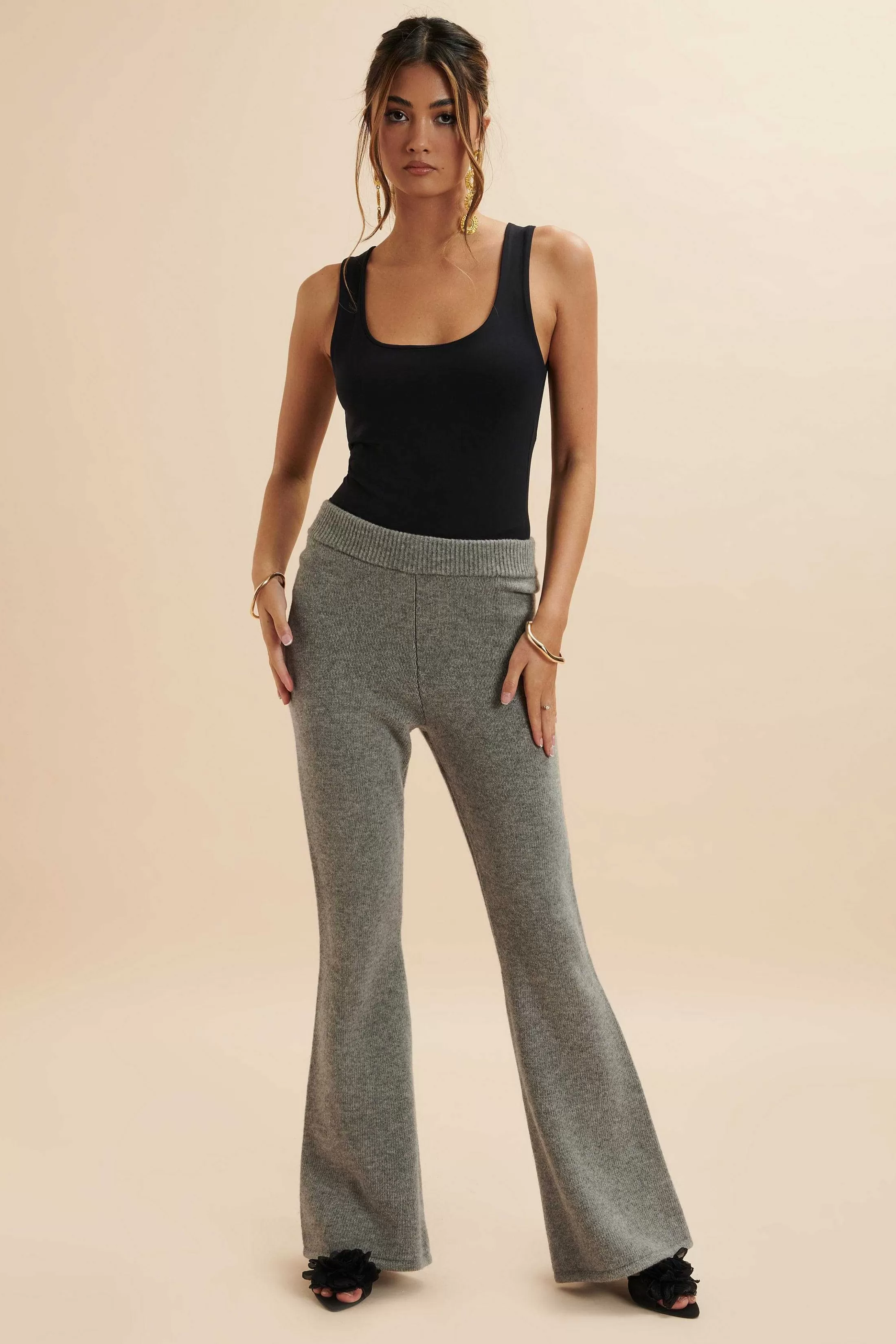 Lavish Alice Knitted Separates<Ayzel Knitted Cashmere Blend Fit & Flare Trousers In Grey