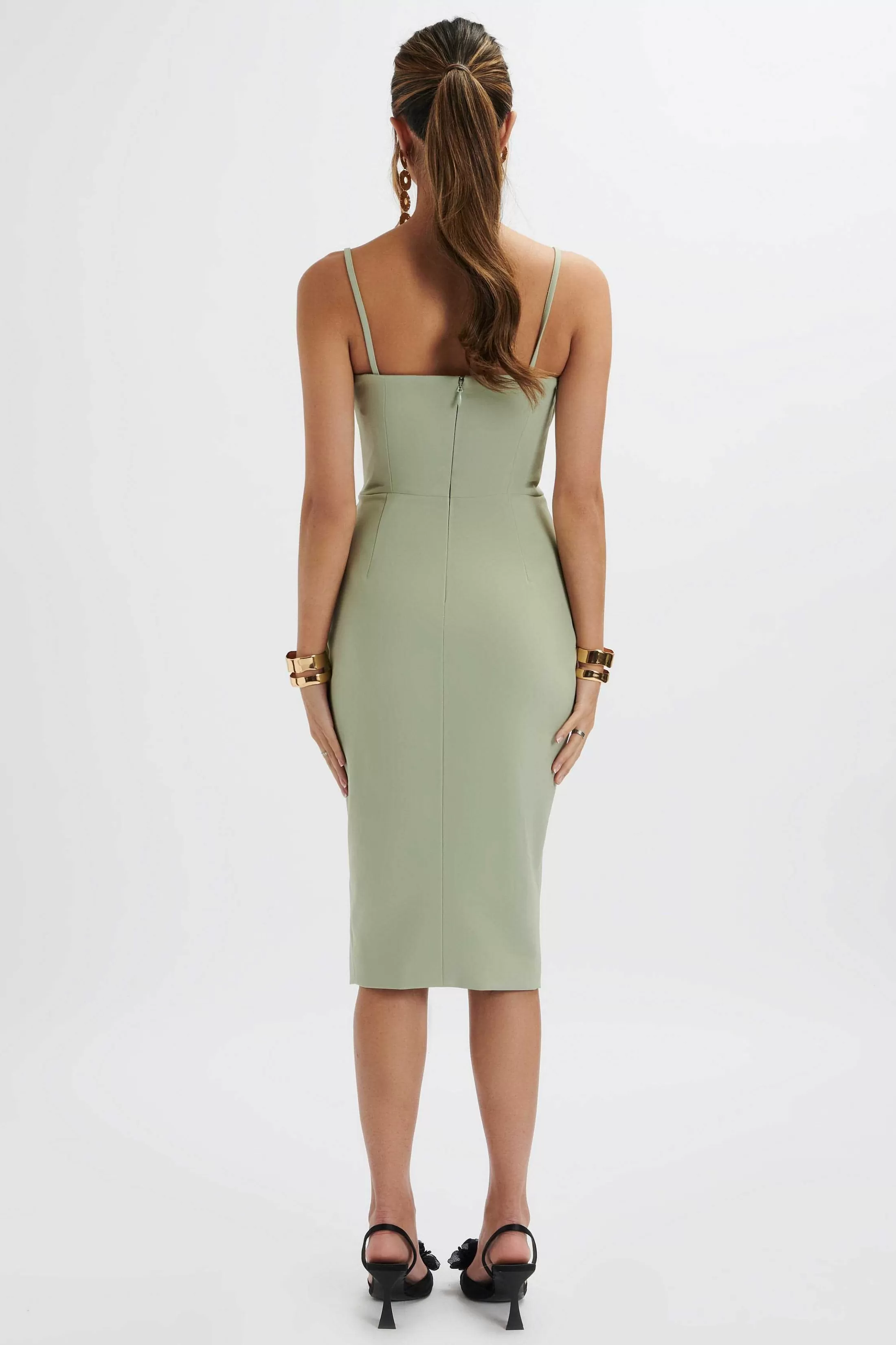 Lavish Alice Dresses<Bonnie Waterfall Frill Midi Dress In Sage Green