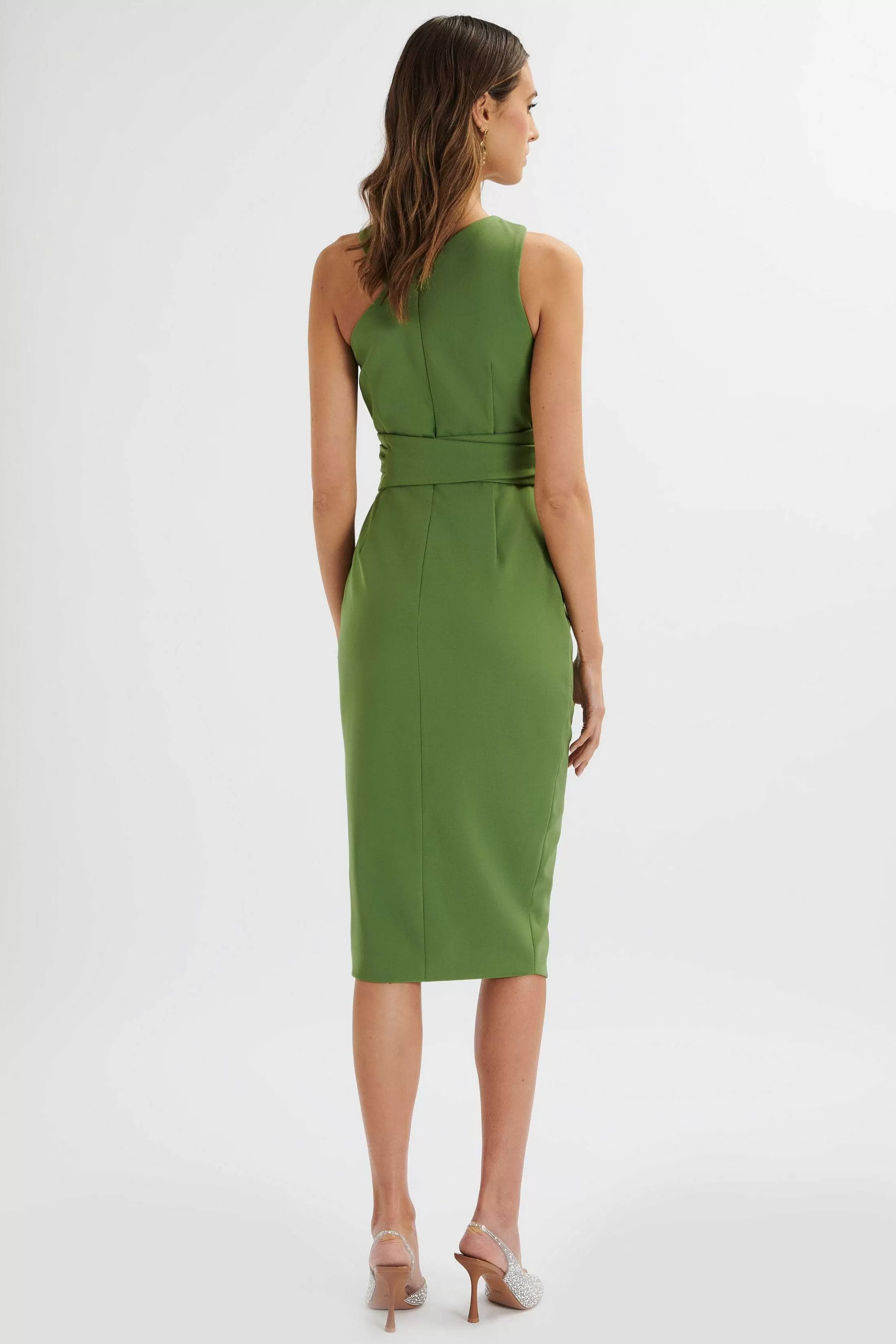 Lavish Alice Dresses<Brielle Obi Belt Halterneck Midi Dress In Green