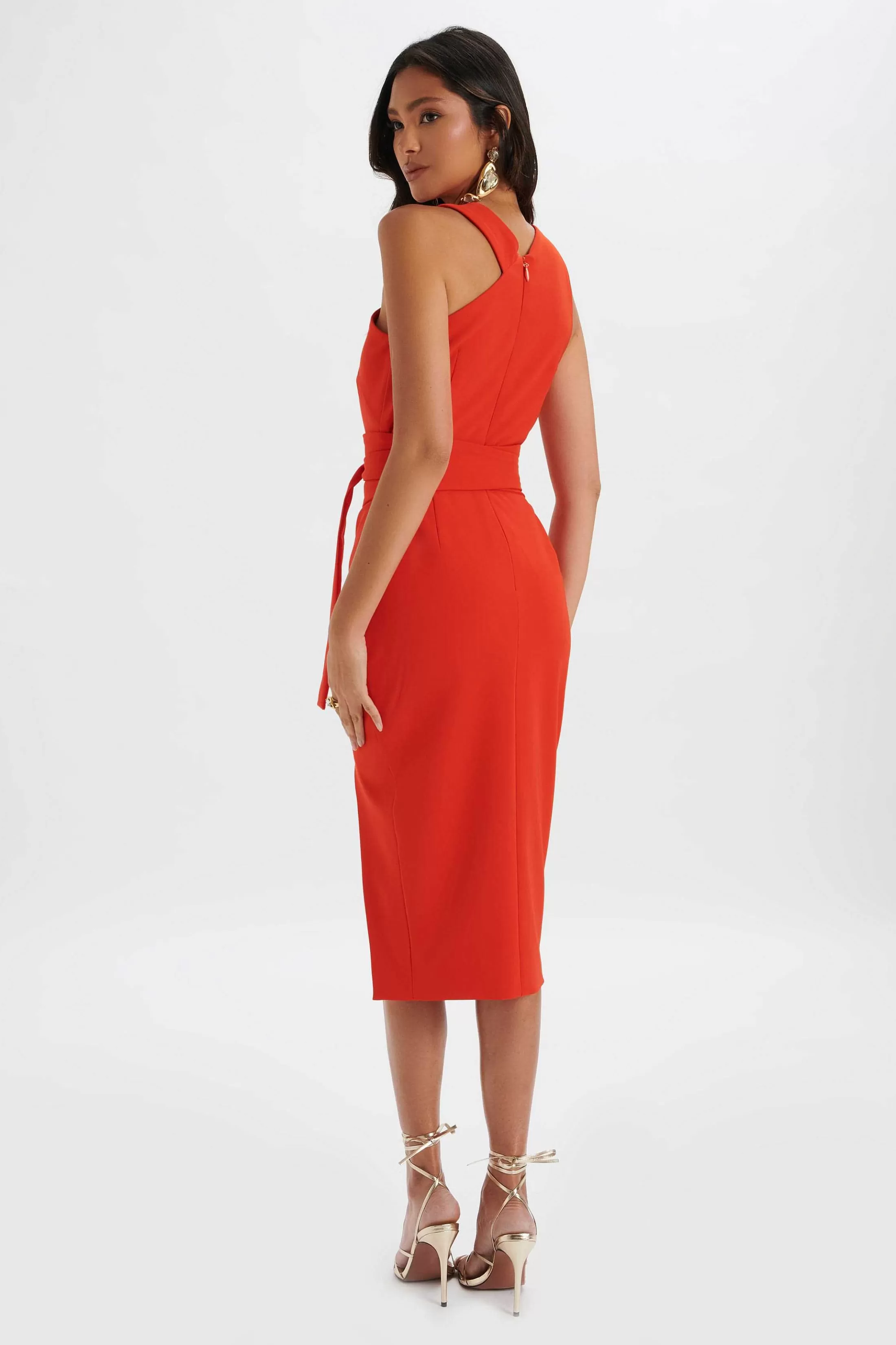 Lavish Alice Dresses<Brielle Obi Belted Halterneck Midi Dress In Red