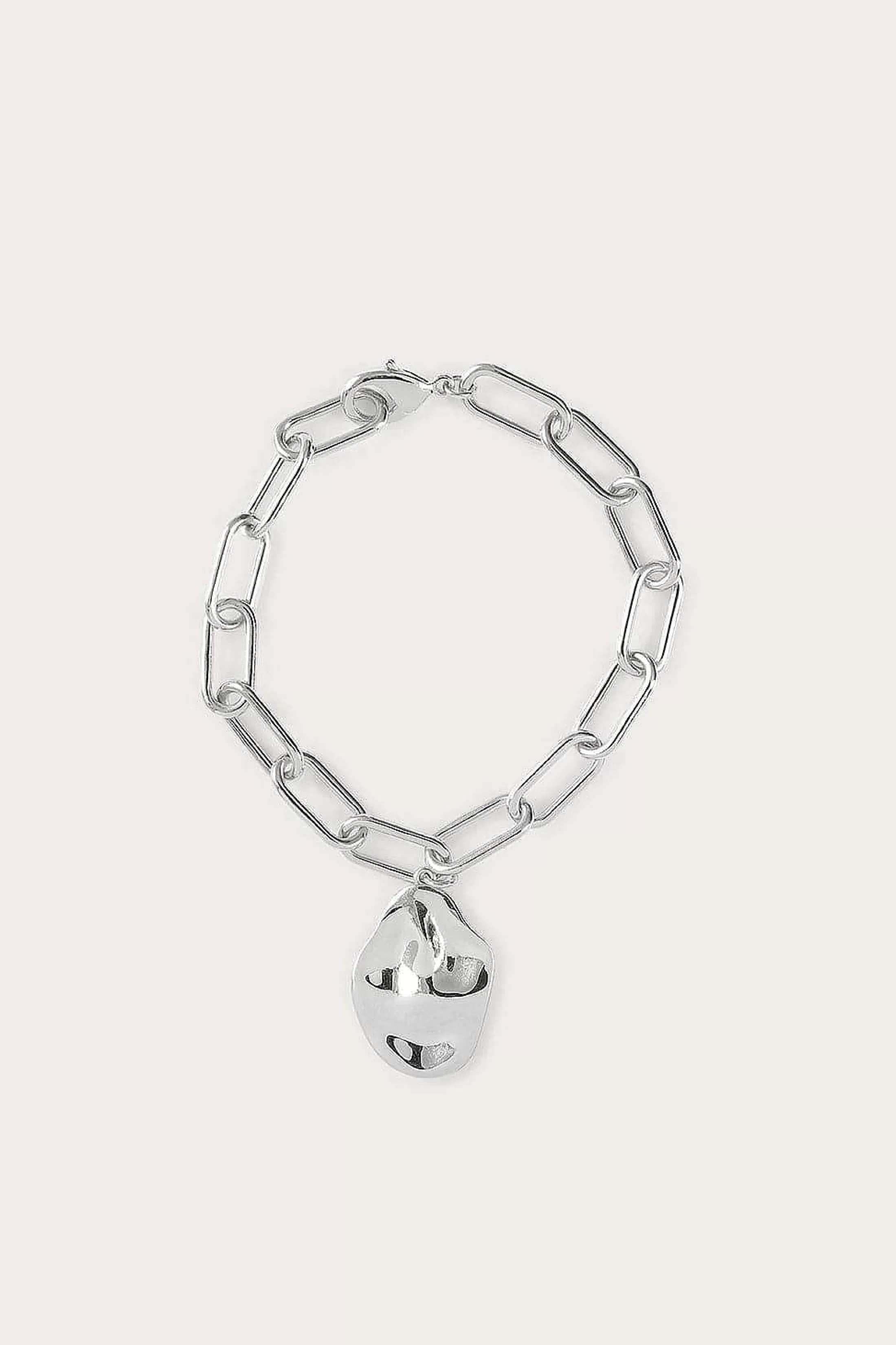 Lavish Alice Jewellery<Dana Hammered Effect Oval Charm Link Silver Bracelet