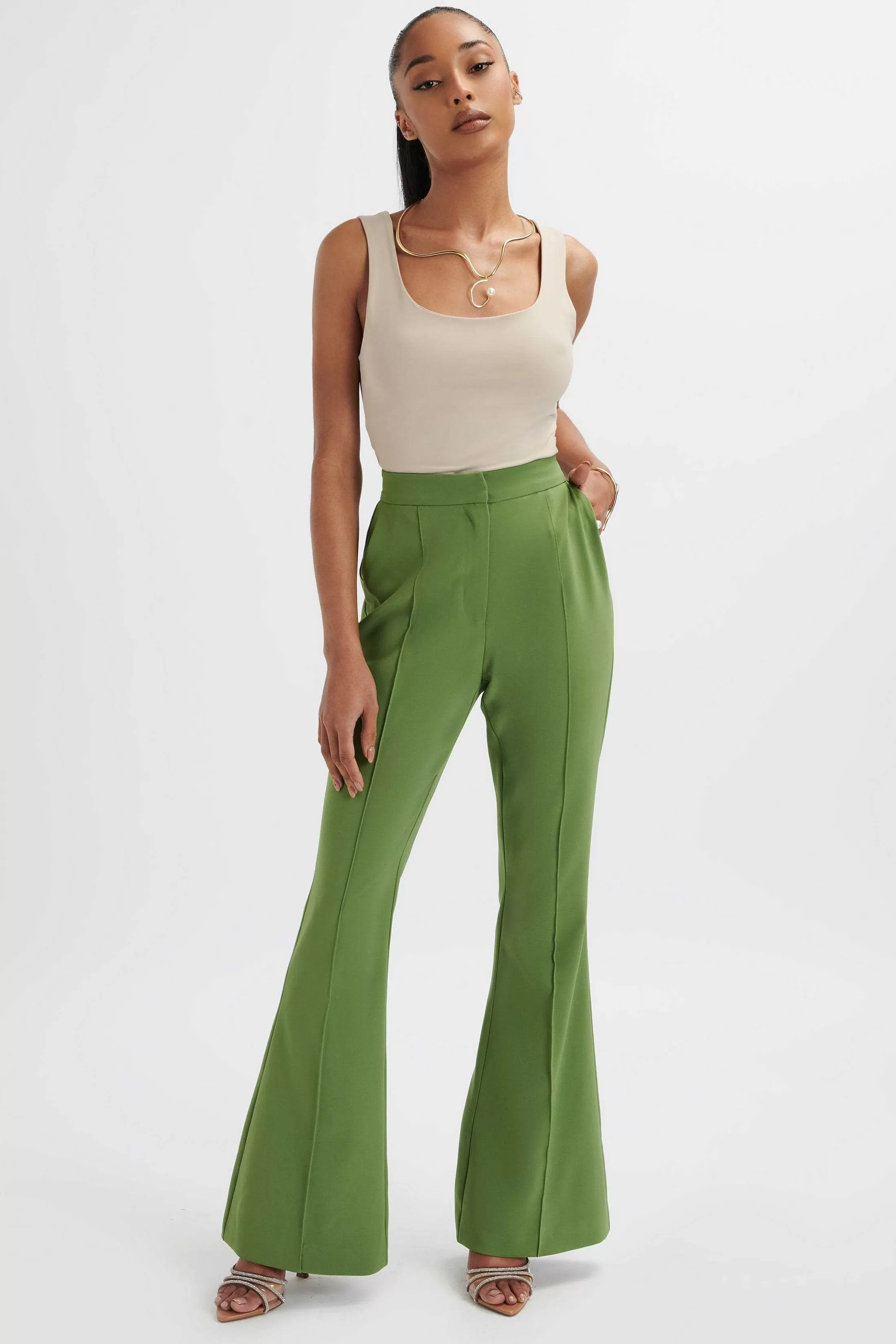 Lavish Alice Suiting<Emelie Fit & Flare Tailored Trouser In Green