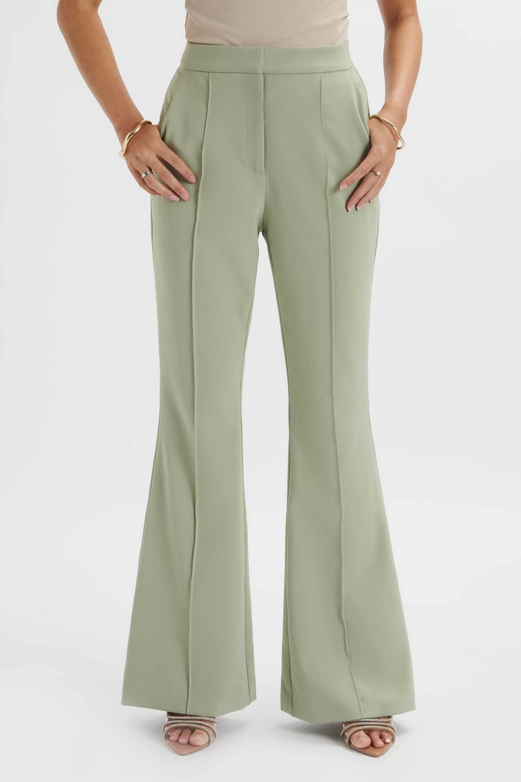 Lavish Alice Suiting<Emelie Fit & Flare Trousers In Sage Green