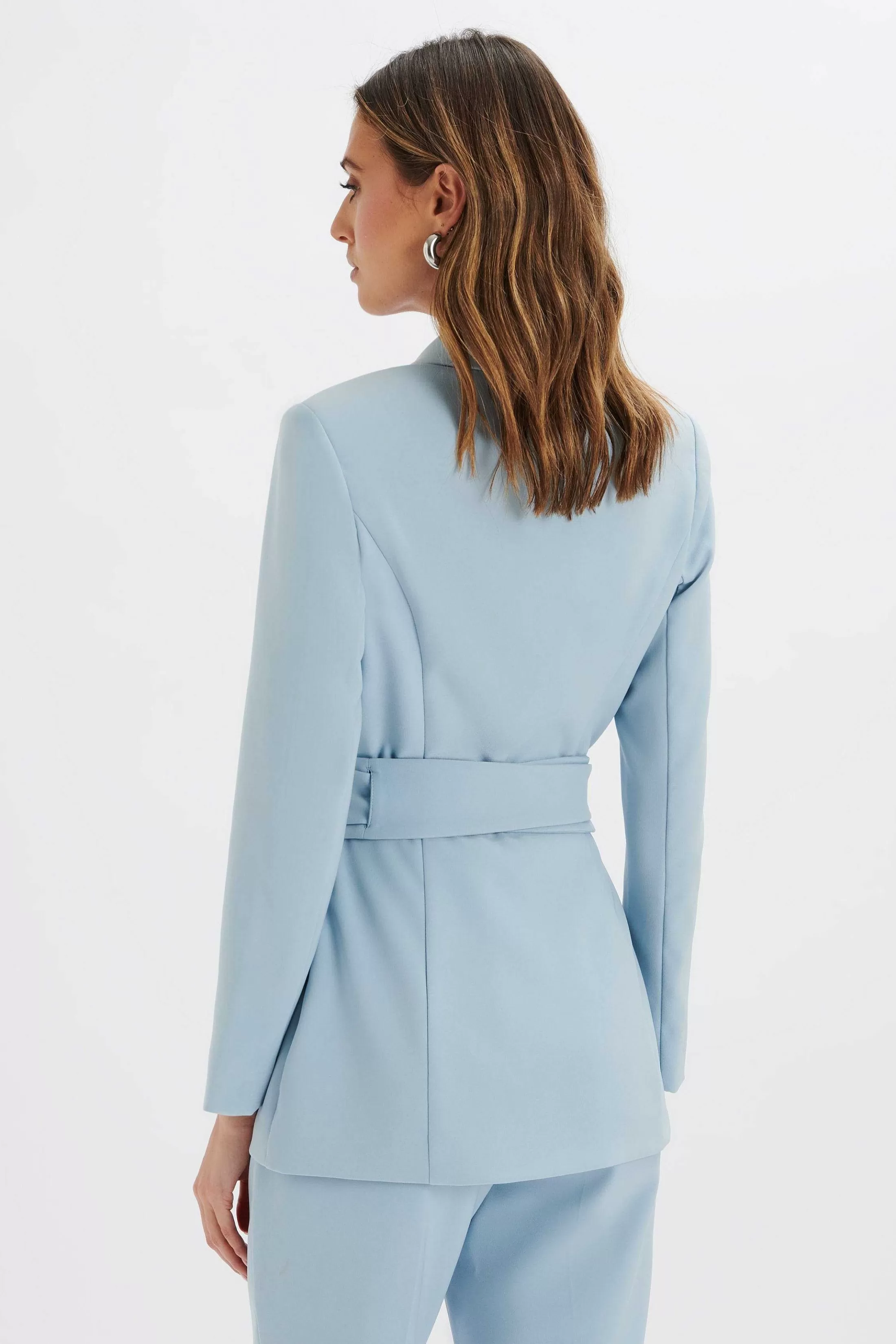 Lavish Alice Suiting<Jasmin Obi Belt Blazer With Flower Detail In Cornflower Blue
