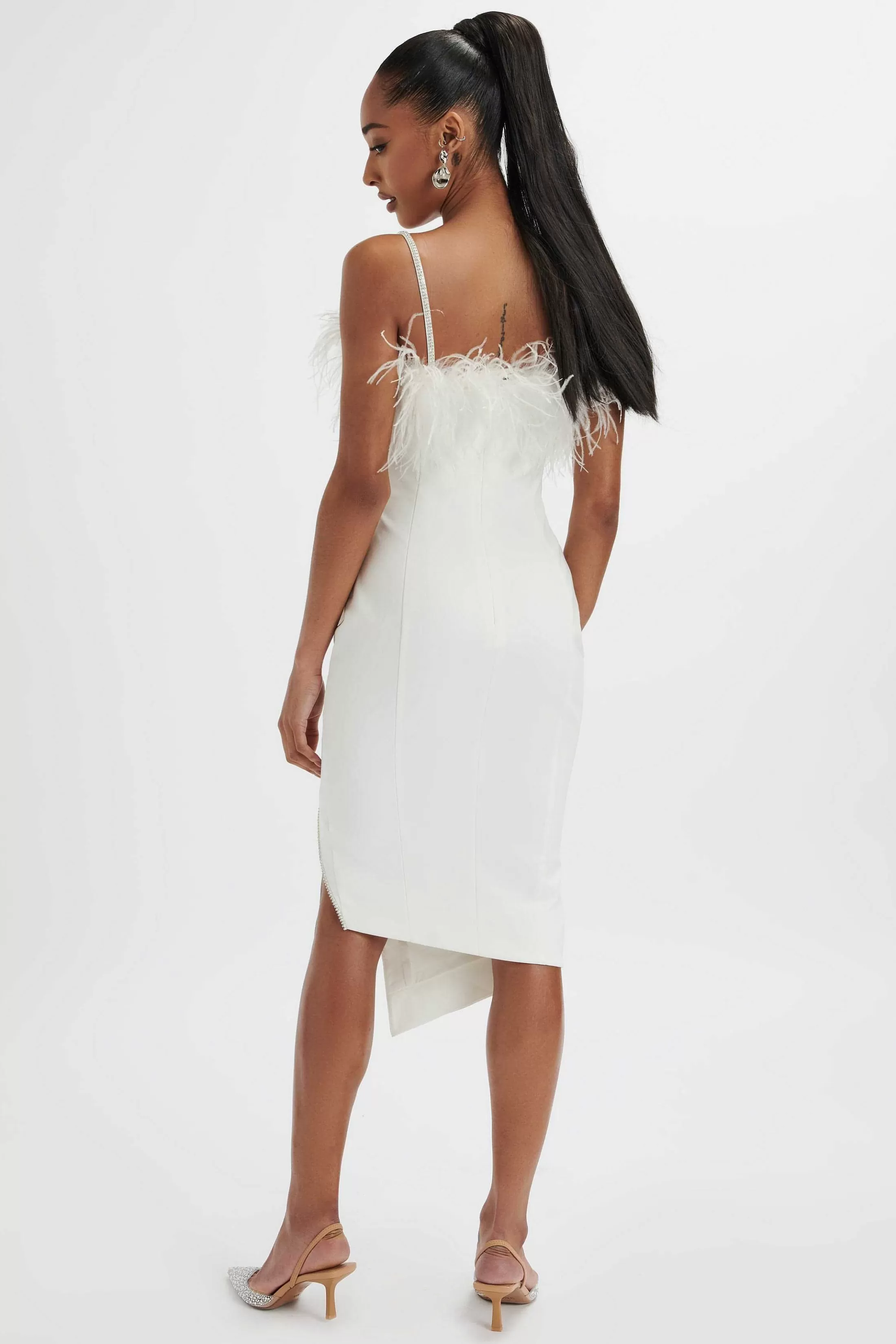 Lavish Alice Dresses<Jessica Feather Bandeau Pleated Midi Dress In White