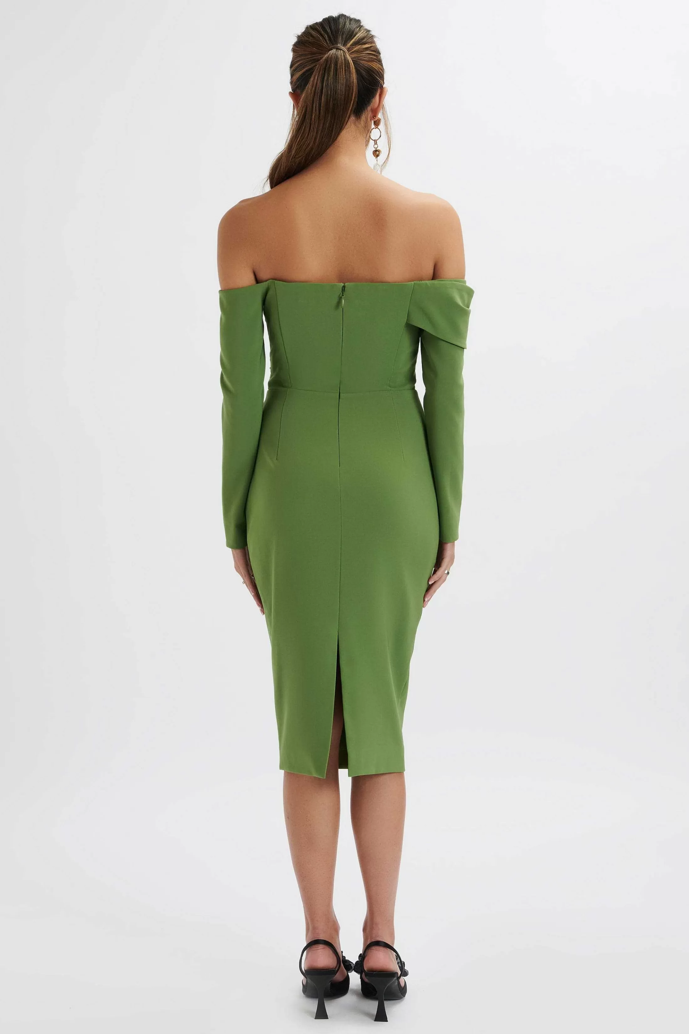 Lavish Alice Dresses<Kiara Sweetheart Neckline Bardot Midi Dress In Green