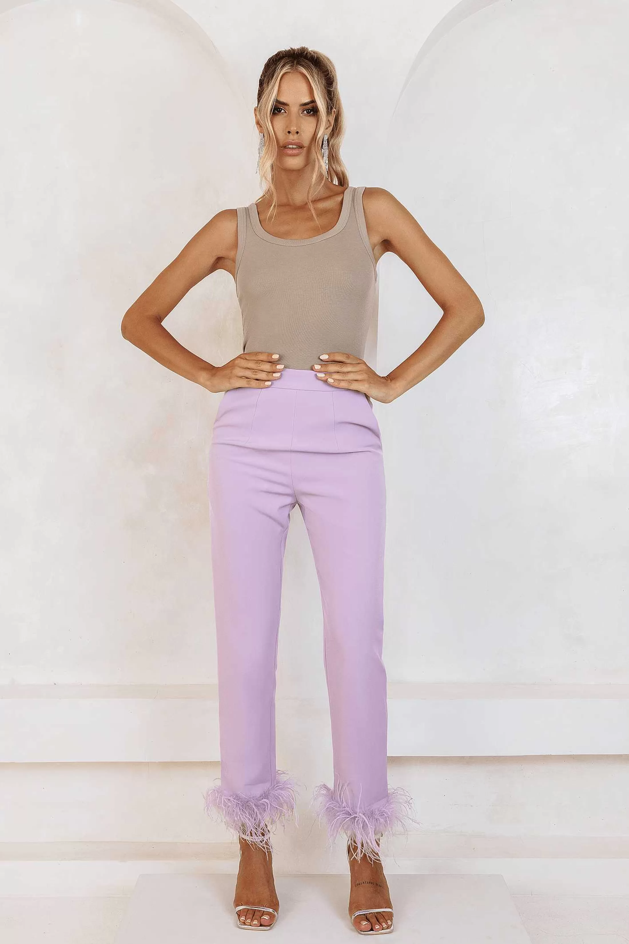 Lavish Alice Suiting<Lily Feather Trim Trousers In Lilac