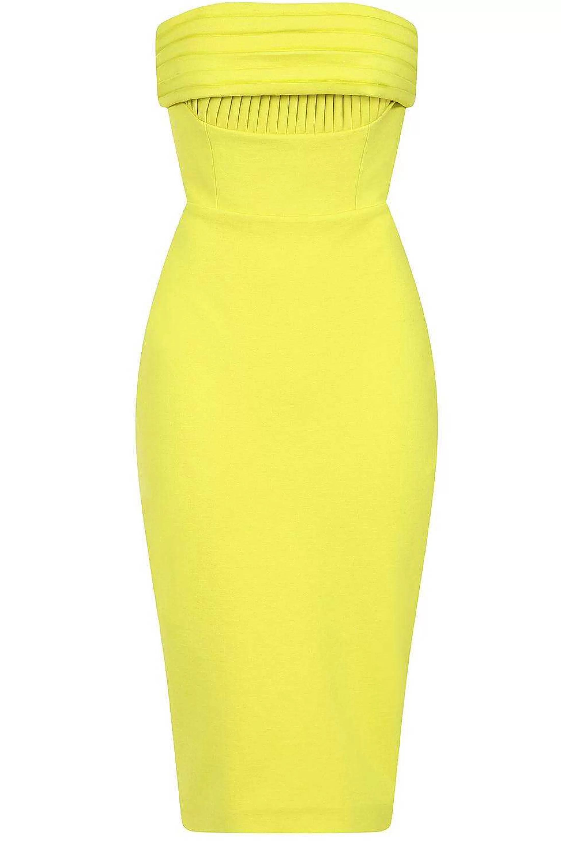 Lavish Alice Dresses<Nylah Ponte Pleated Bandeau Midi Dress In Lime