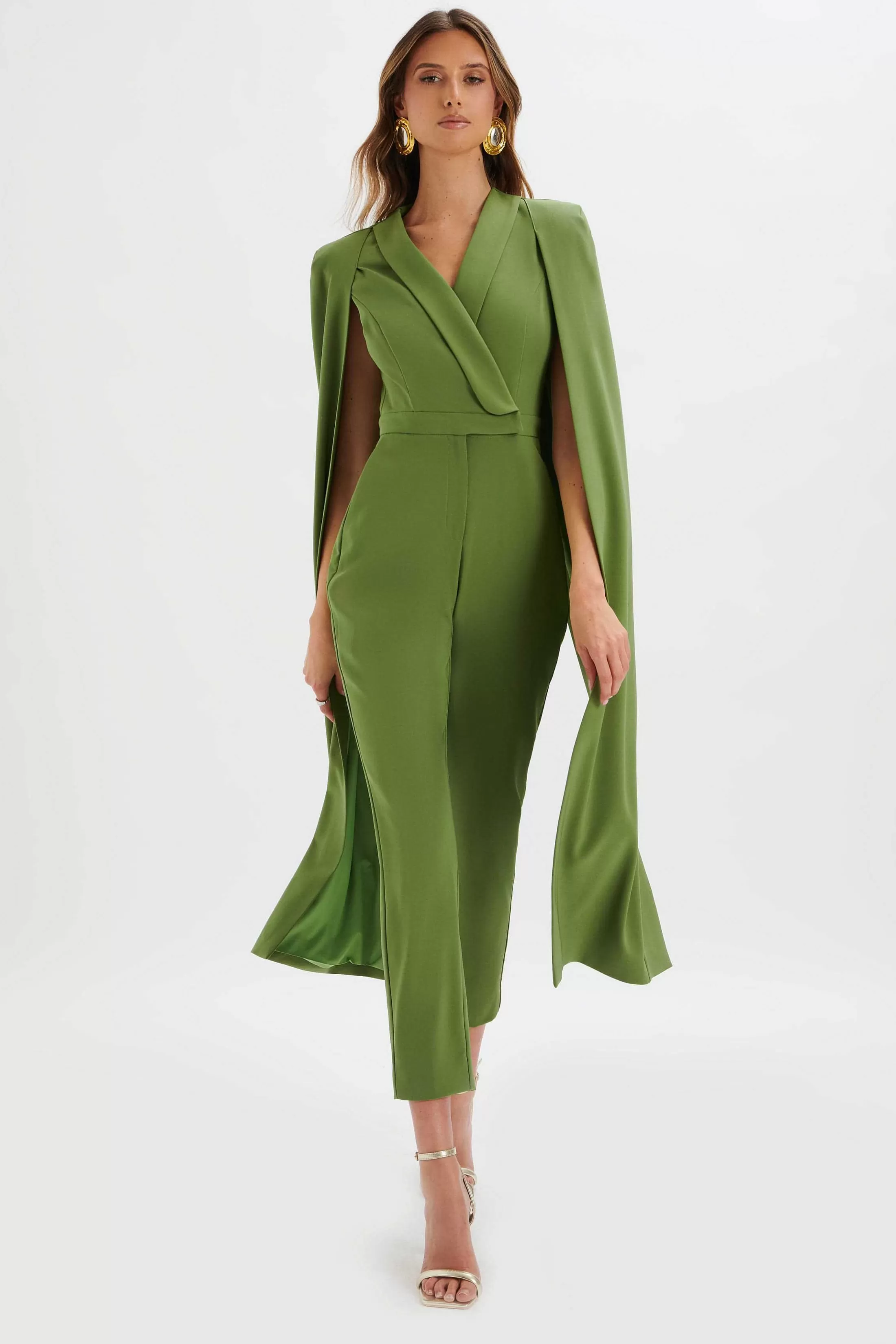 Lavish Alice Jumpsuits & Playsuits<Rayna Cape Style Tailored Jumpsuit In Green