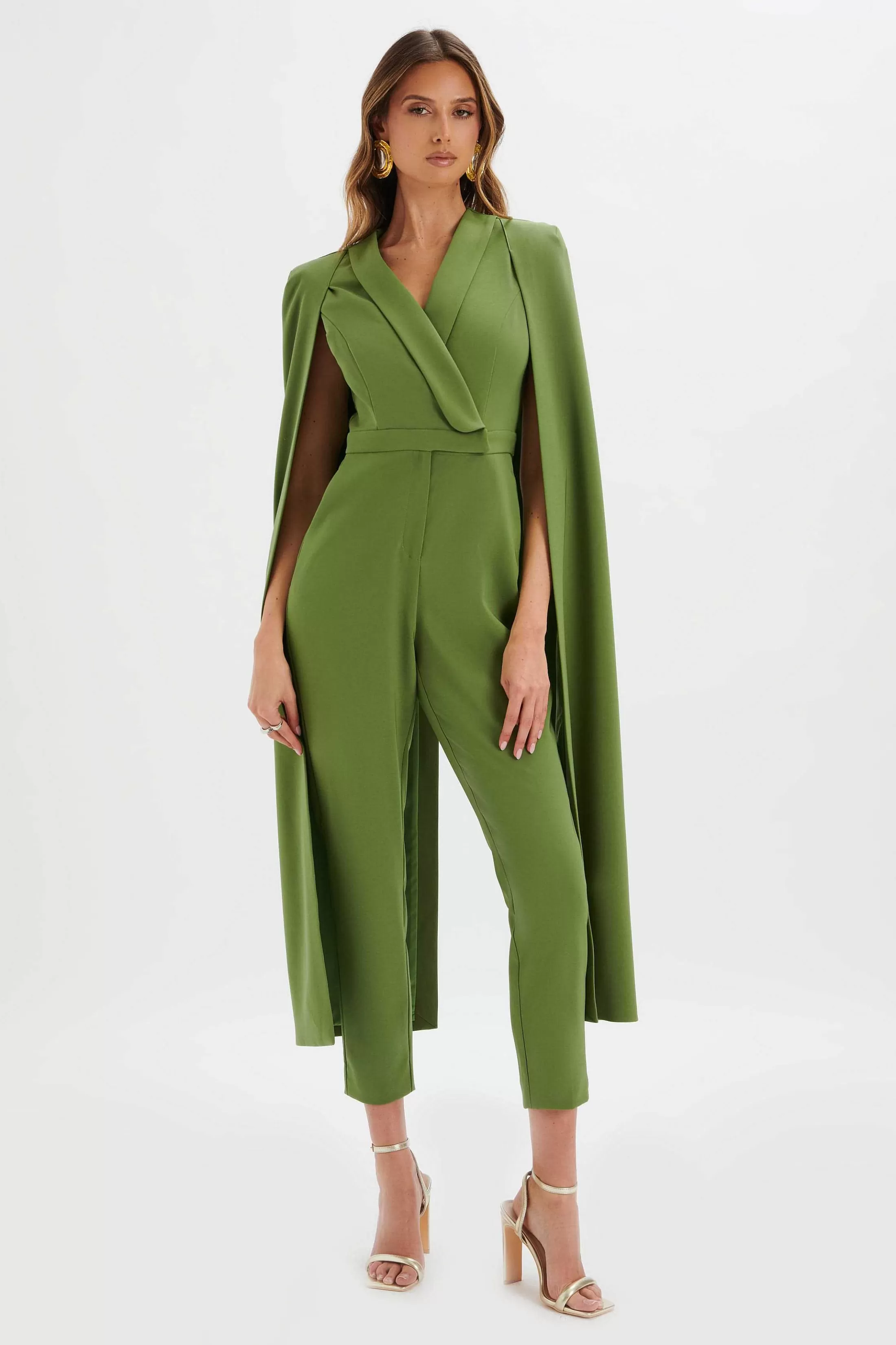 Lavish Alice Jumpsuits & Playsuits<Rayna Cape Style Tailored Jumpsuit In Green