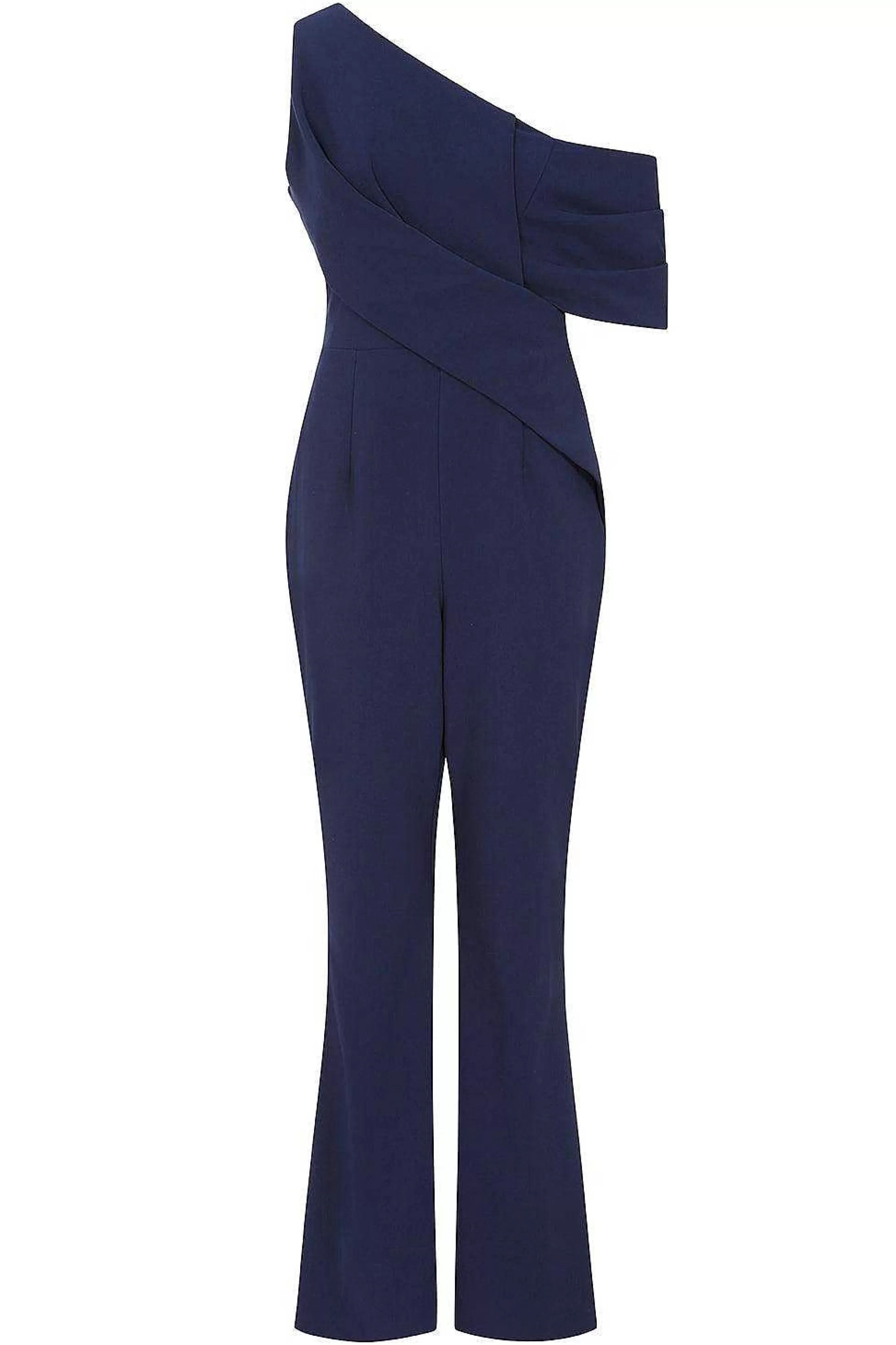 Lavish Alice Jumpsuits & Playsuits<Rylie One Shoulder Pleat Detail Jumpsuit In Navy