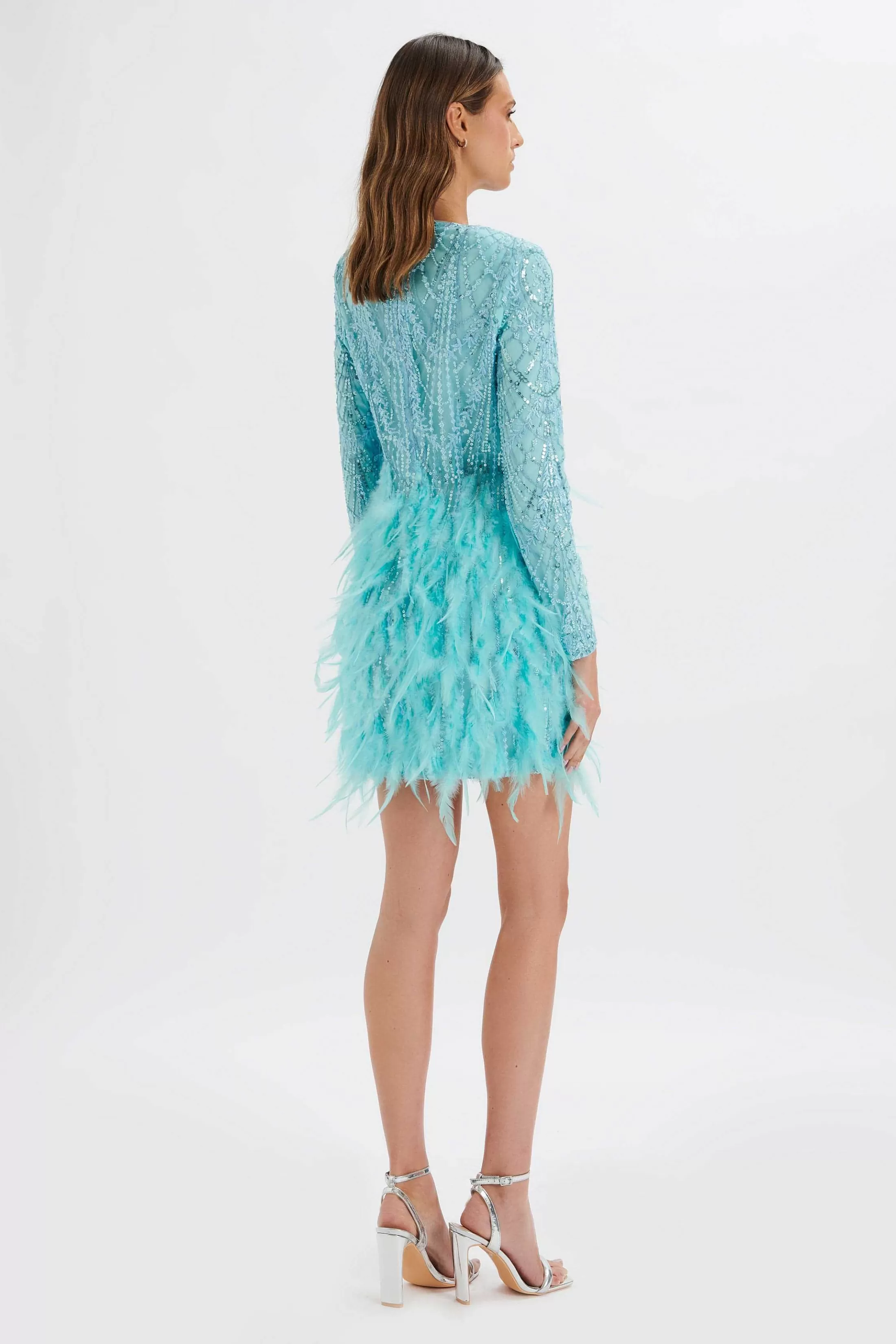 Lavish Alice Dresses<Selene Embellished Feather Mini Dress In Blue