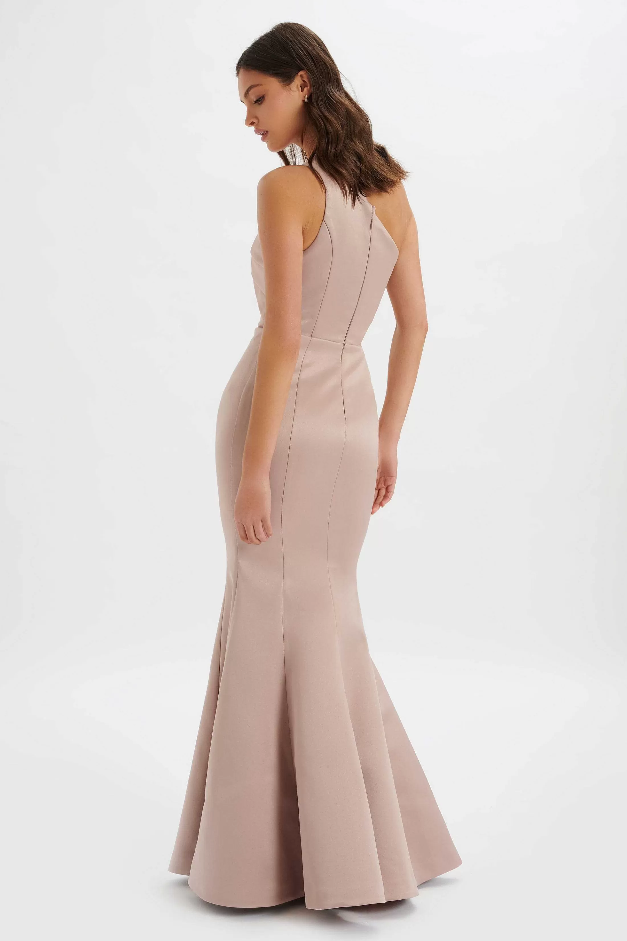 Lavish Alice Dresses<Shailene Bonded Satin Asymmetric Maxi Dress In Mink