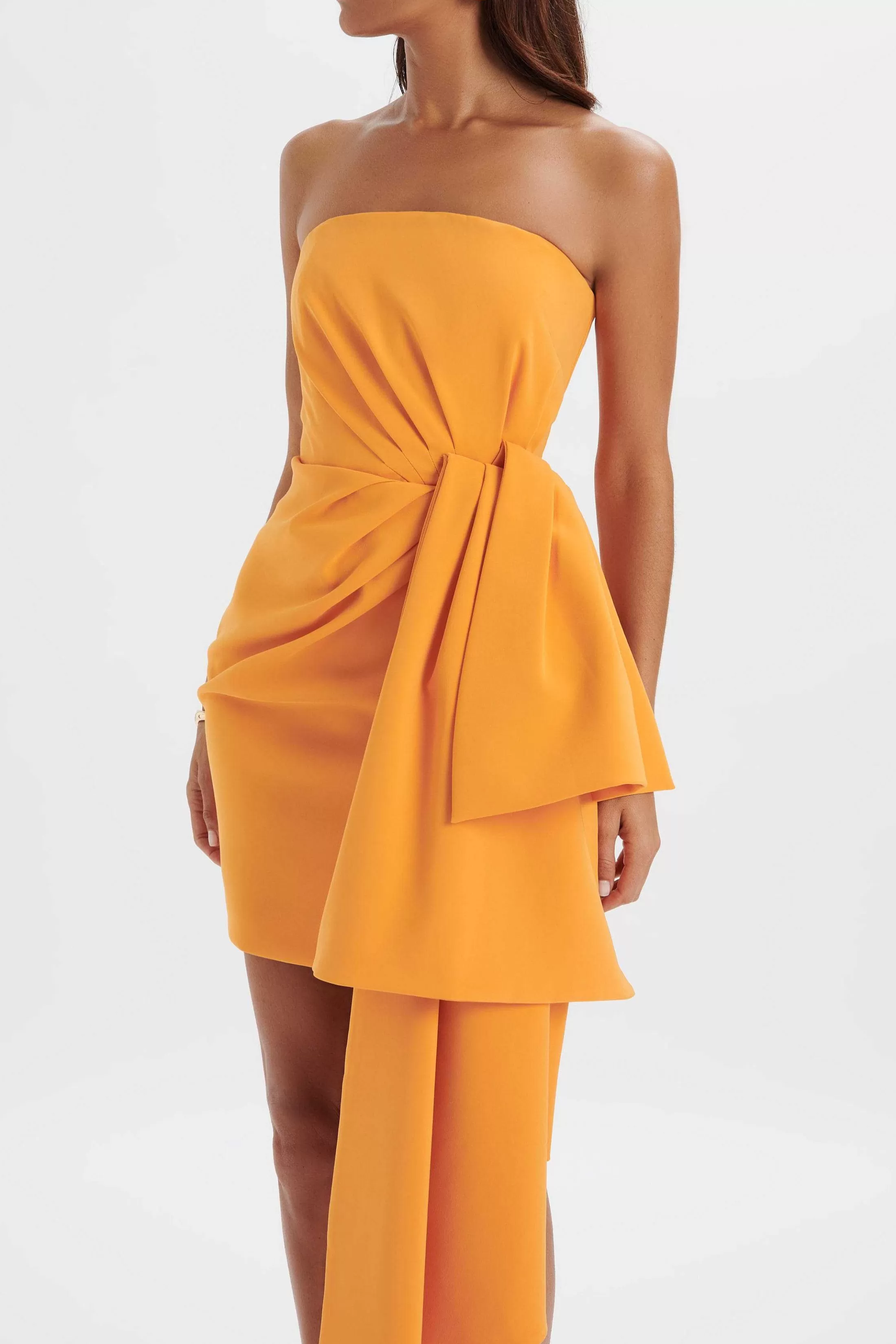 Lavish Alice Dresses<Shakira Bandeau Half Bow Drape Midi Dress In Apricot