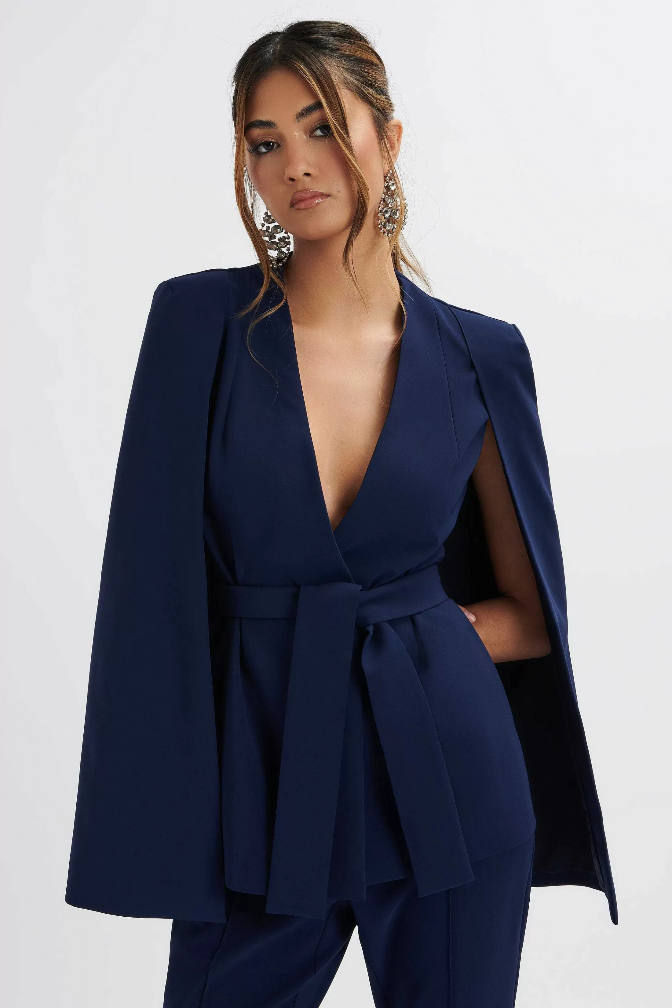 Lavish Alice Suiting<Skye Belted Cape Blazer In Navy