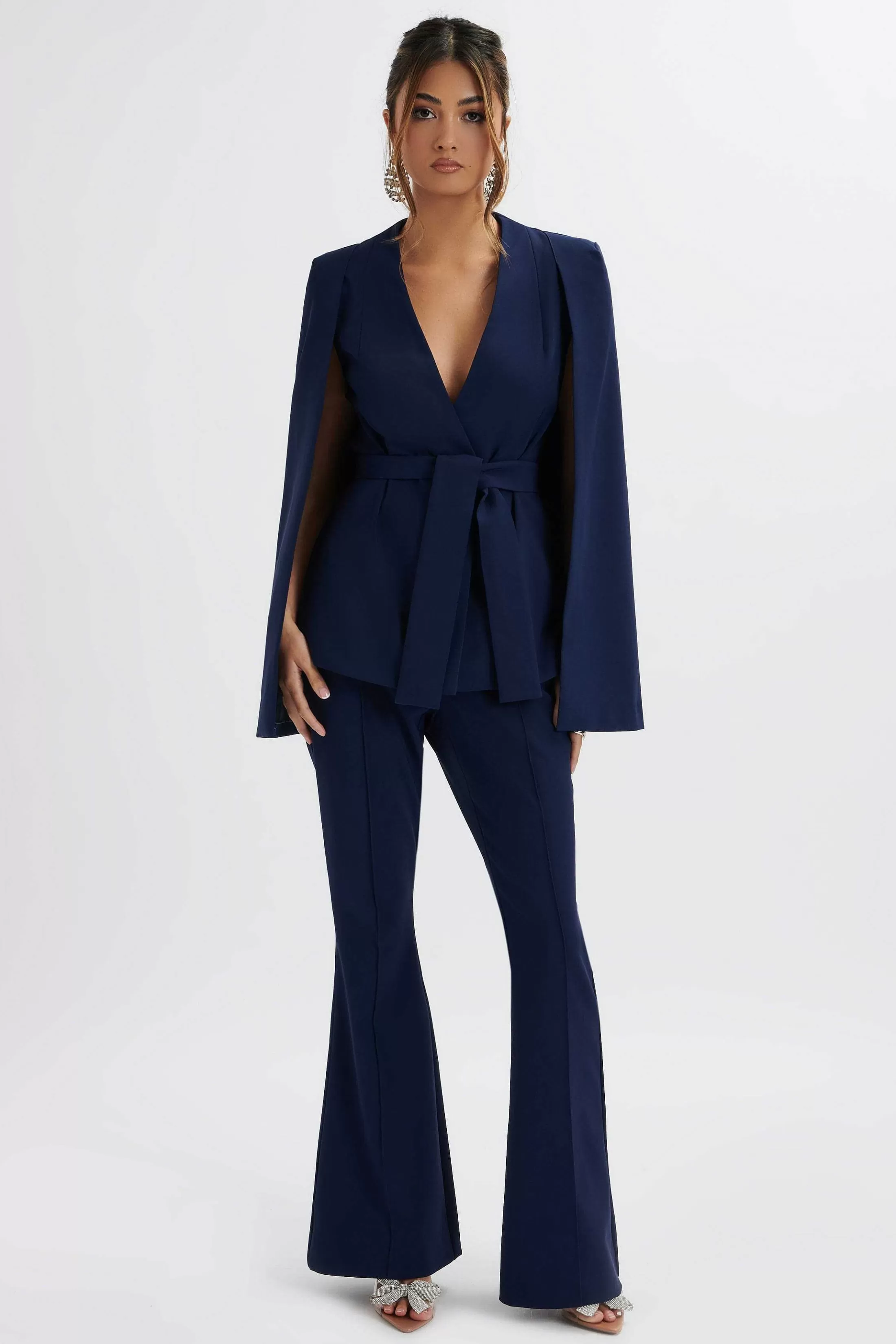 Lavish Alice Suiting<Skye Belted Cape Blazer In Navy