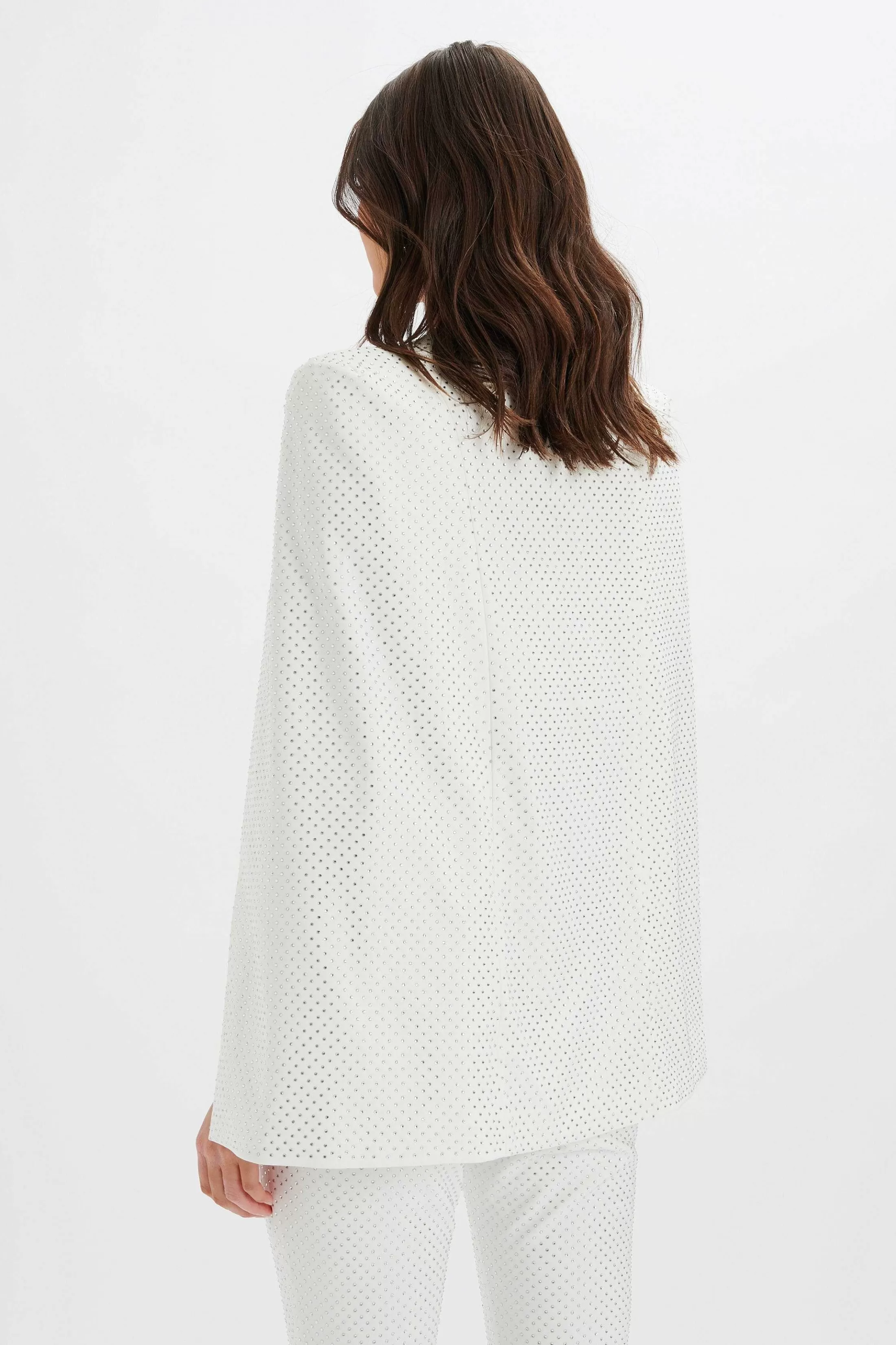 Lavish Alice Suiting<Tia Crystal Embellished Classic Cape Blazer In White