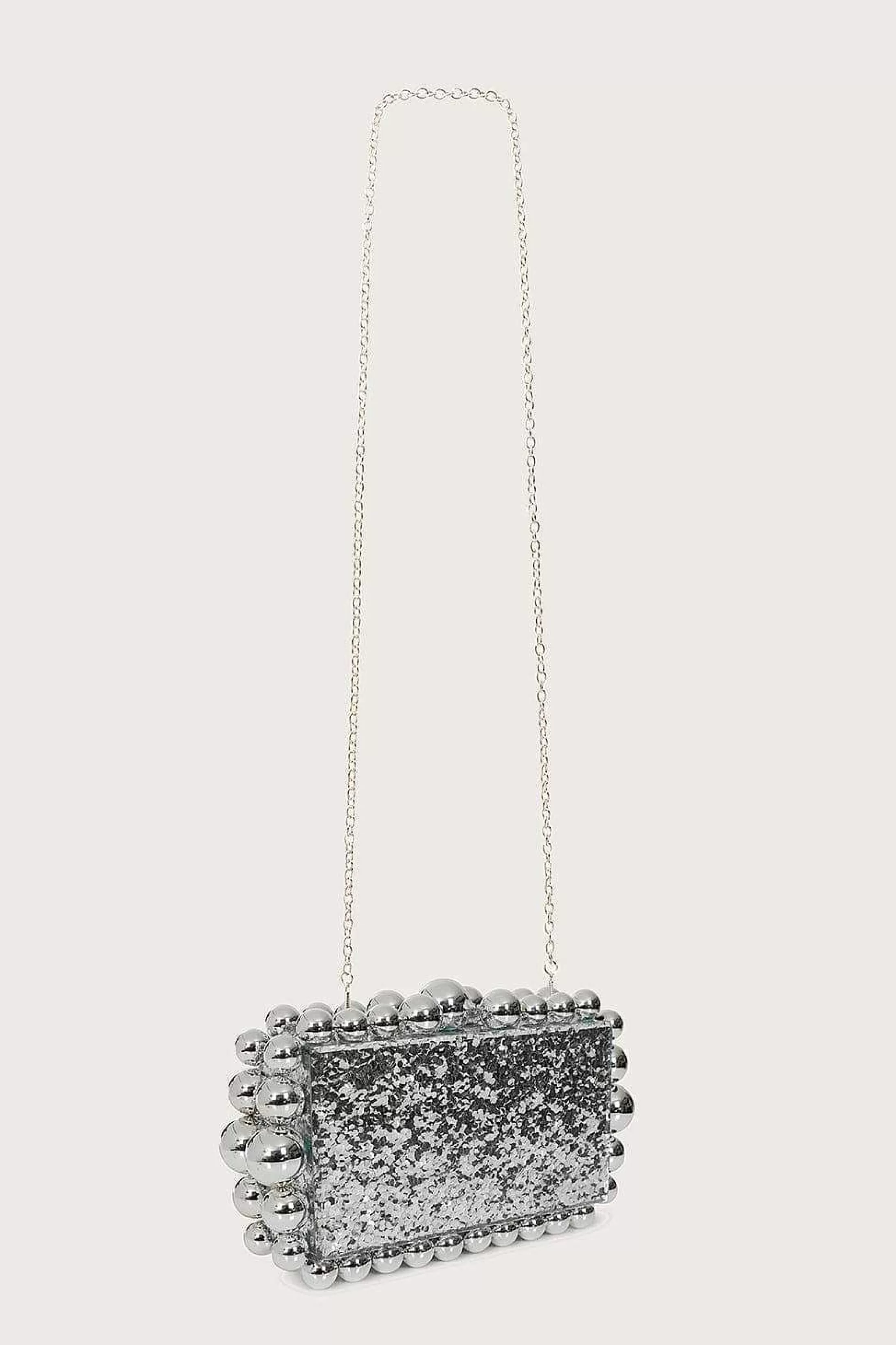 Lavish Alice Clutch Bags<Tia Marbled Faux Pearl Box Clutch Bag In Silver