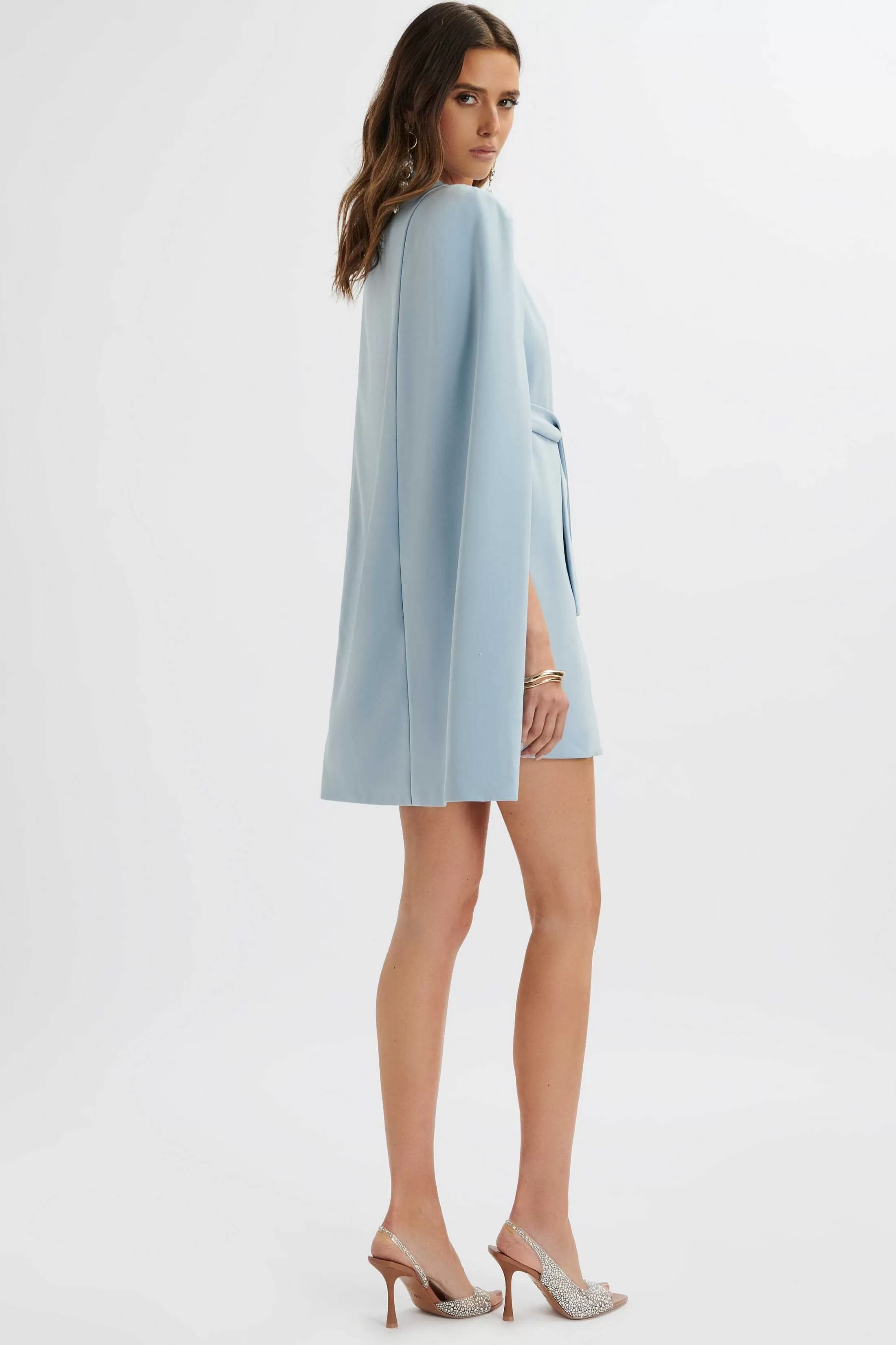 Lavish Alice Dresses<Tiffany Belted Cape Blazer Mini Dress In Blue