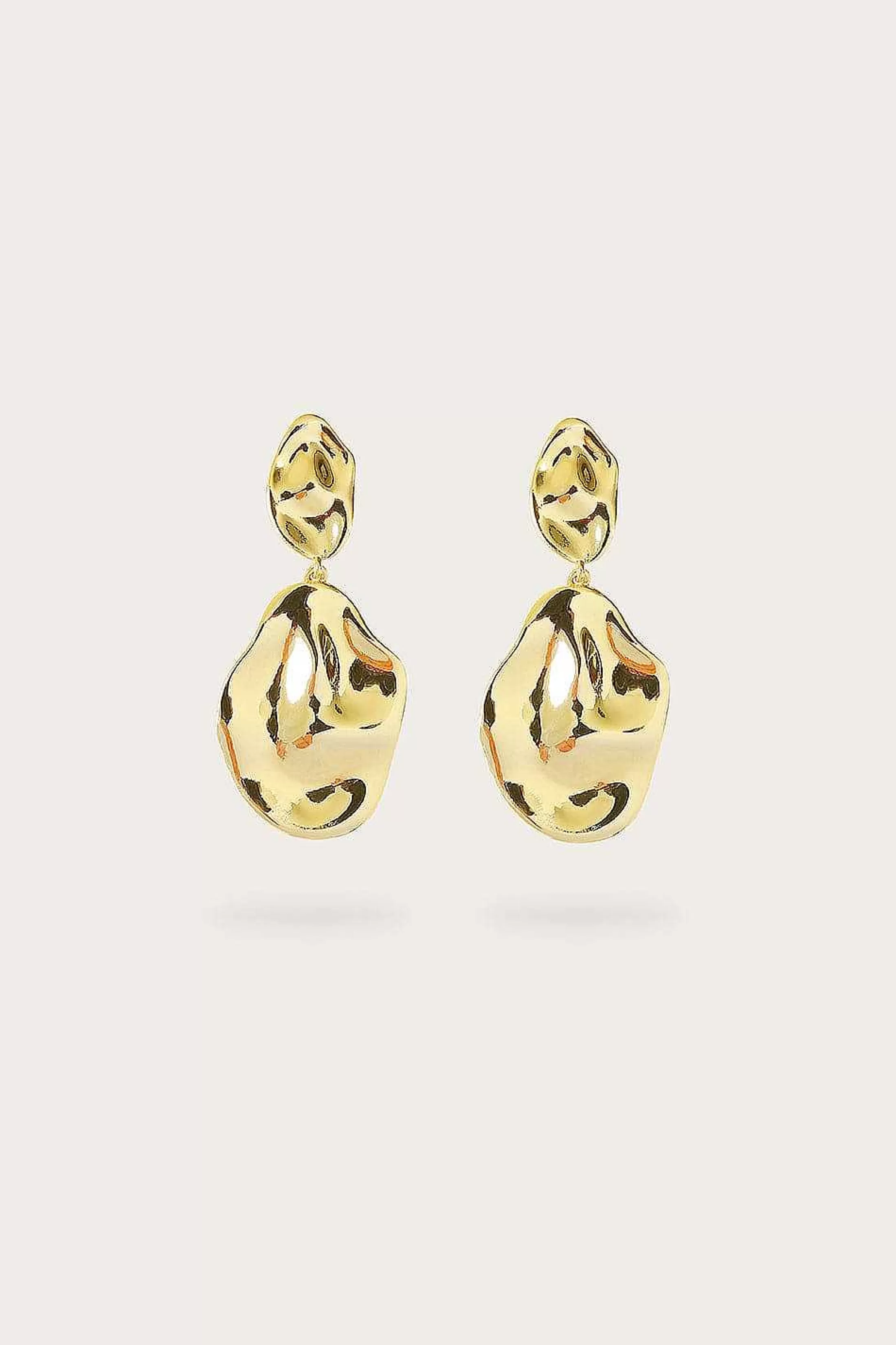 Lavish Alice Jewellery<Yasmin Hammered Effect Oval Drop Gold Earrings