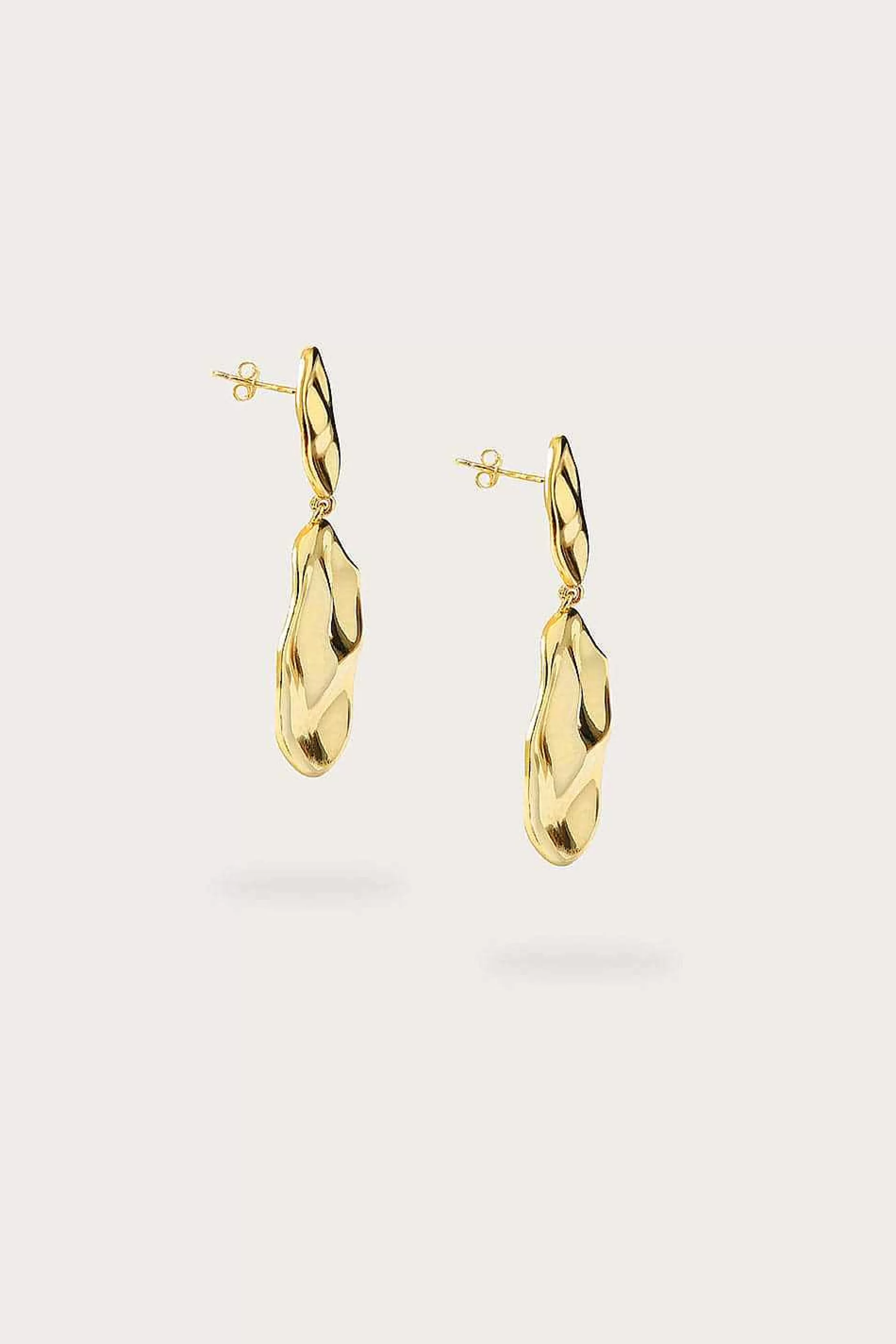 Lavish Alice Jewellery<Yasmin Hammered Effect Oval Drop Gold Earrings